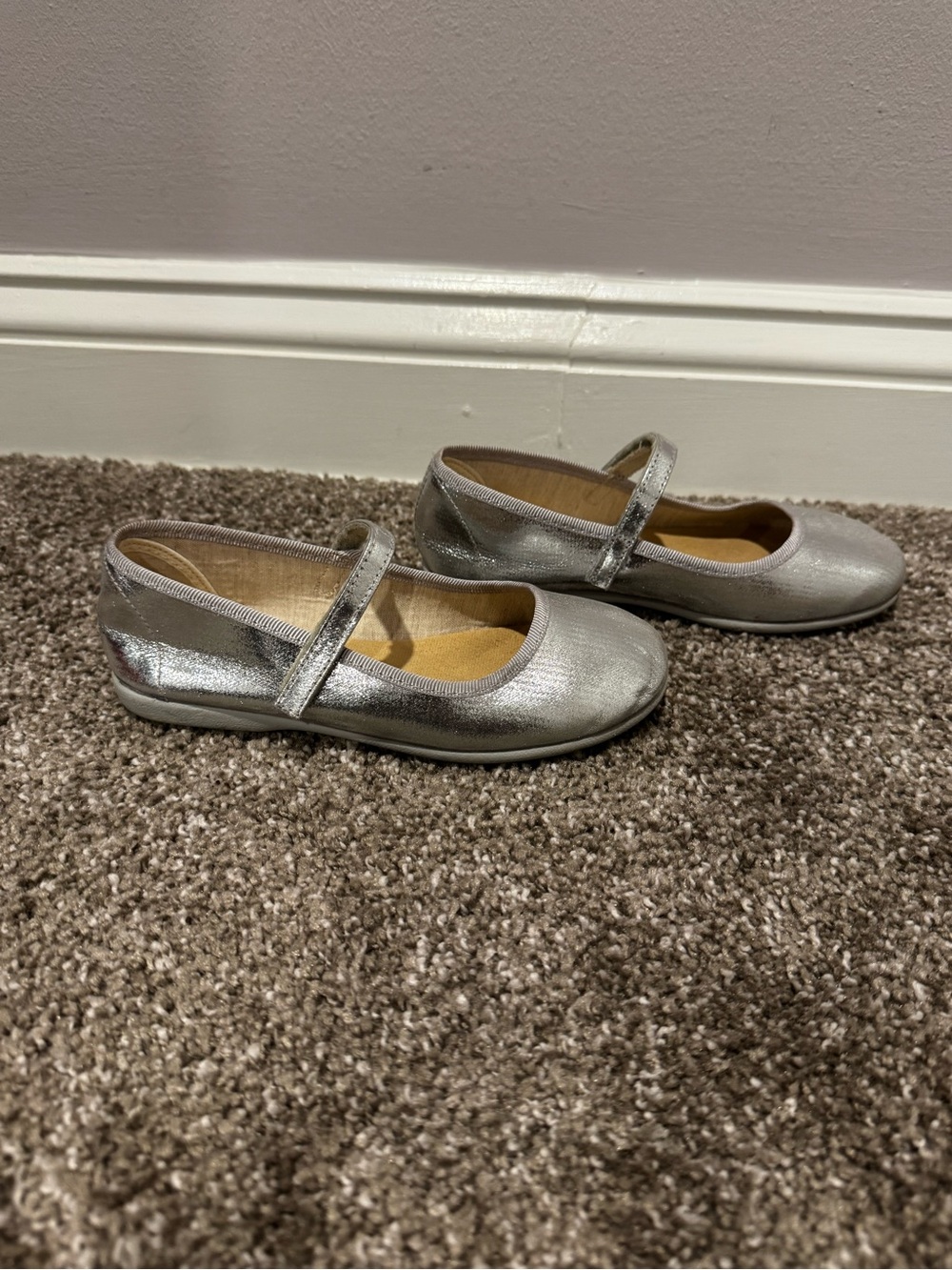 Kids Silver Mary Jane Dress Shoes - Picture 2 of 3